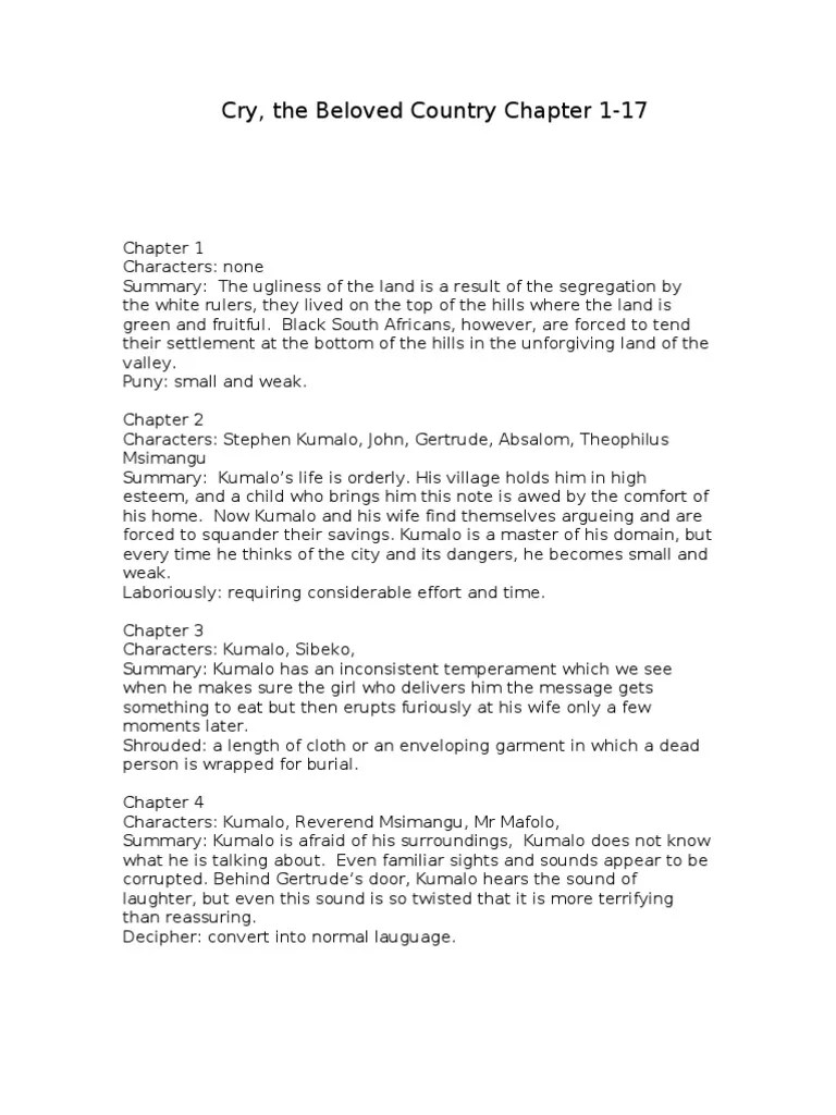 Cry, The Beloved Country Chapter 117 Grief