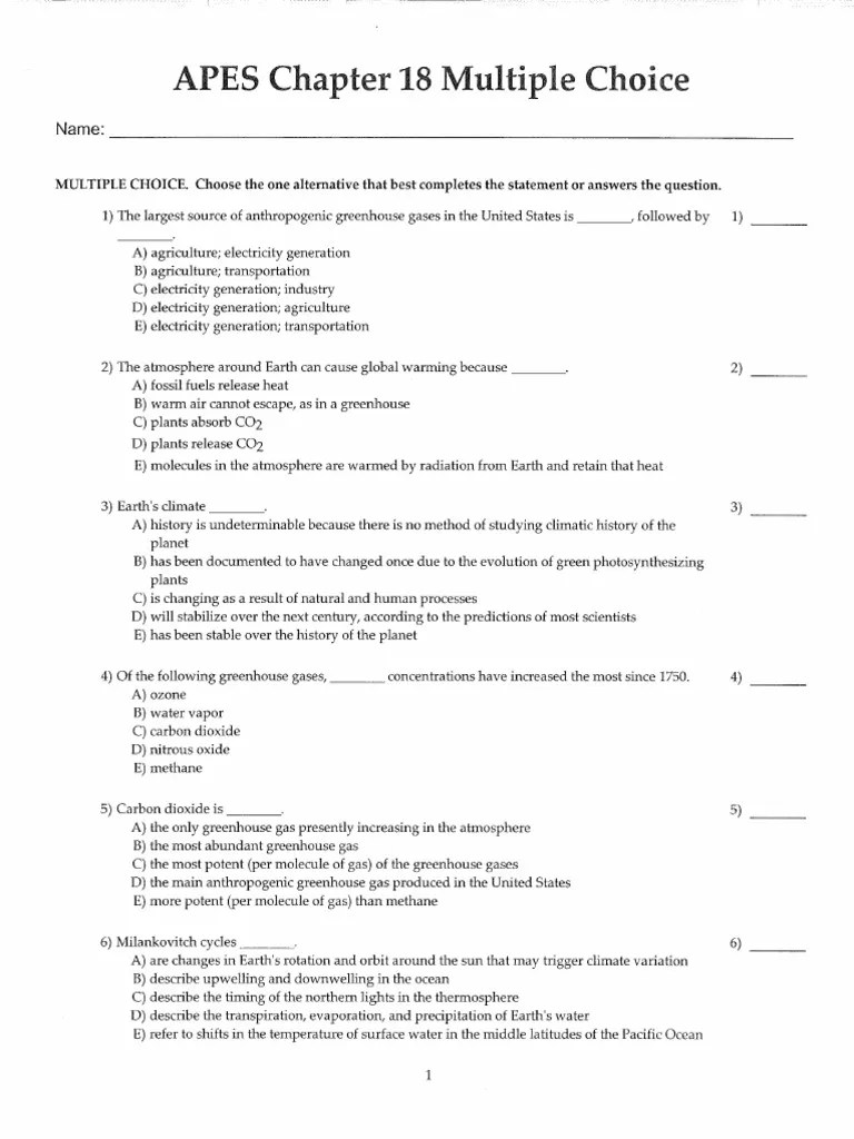 APES Chapter 18 Multiple Choice