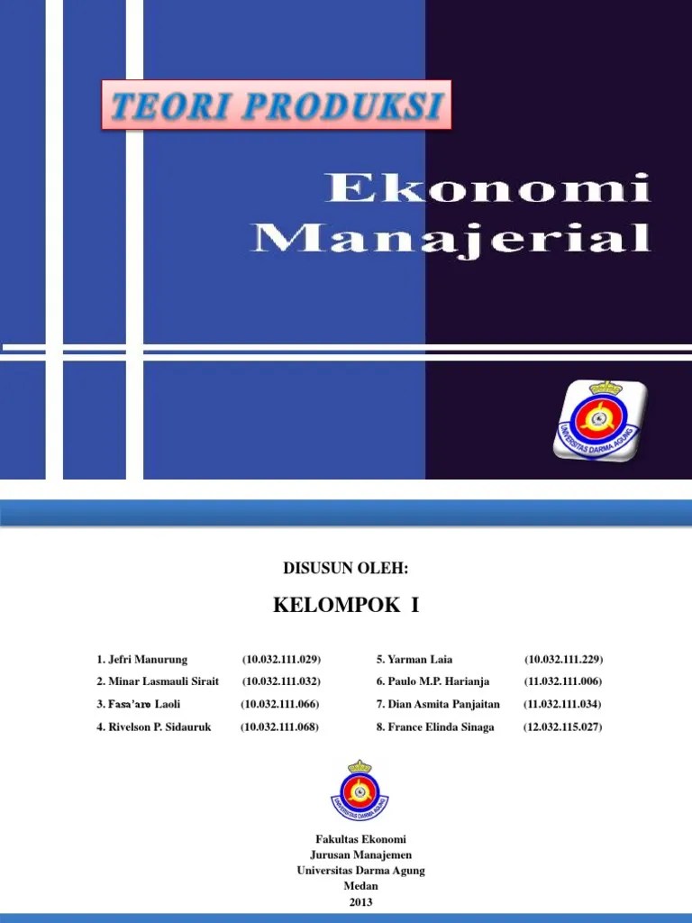 Ekonomi Manajerial Teori Produksi PDF