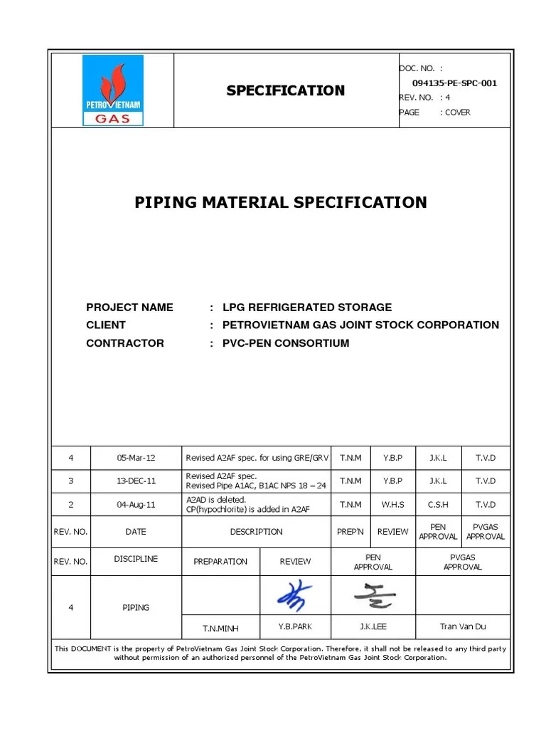 094135PESPC001 Piping Material SpecificationREV 4 Pipe (Fluid