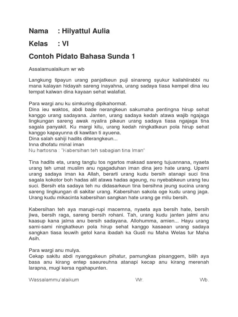 Contoh Pidato Bahasa Sunda