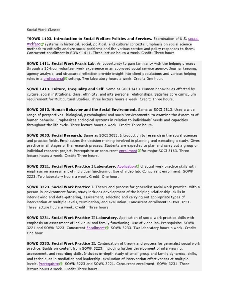 Social Work Classes PDF Social Work Social Science