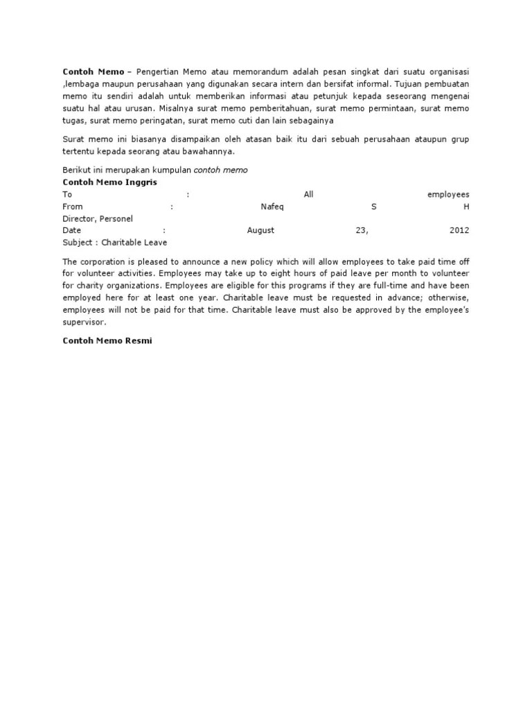Contoh Memo | PDF