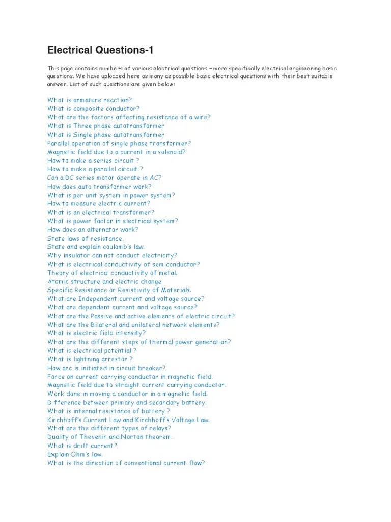 Electrical Engineering Fundamentals Answers to Common Questions on