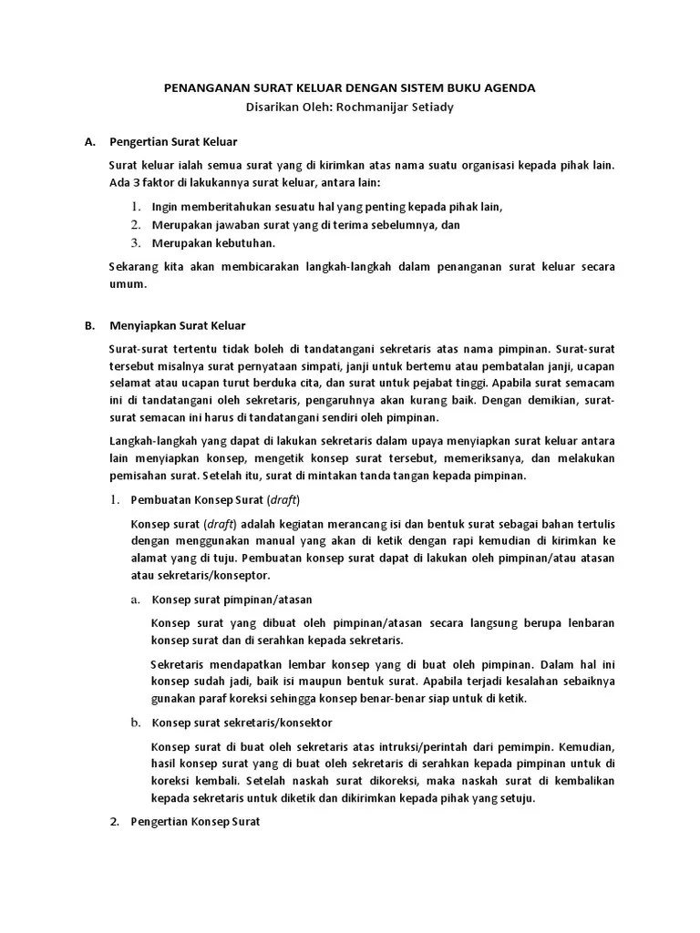 Prosedur Penanganan Surat Masuk Sistem Buku Agenda - Contoh Seputar Surat