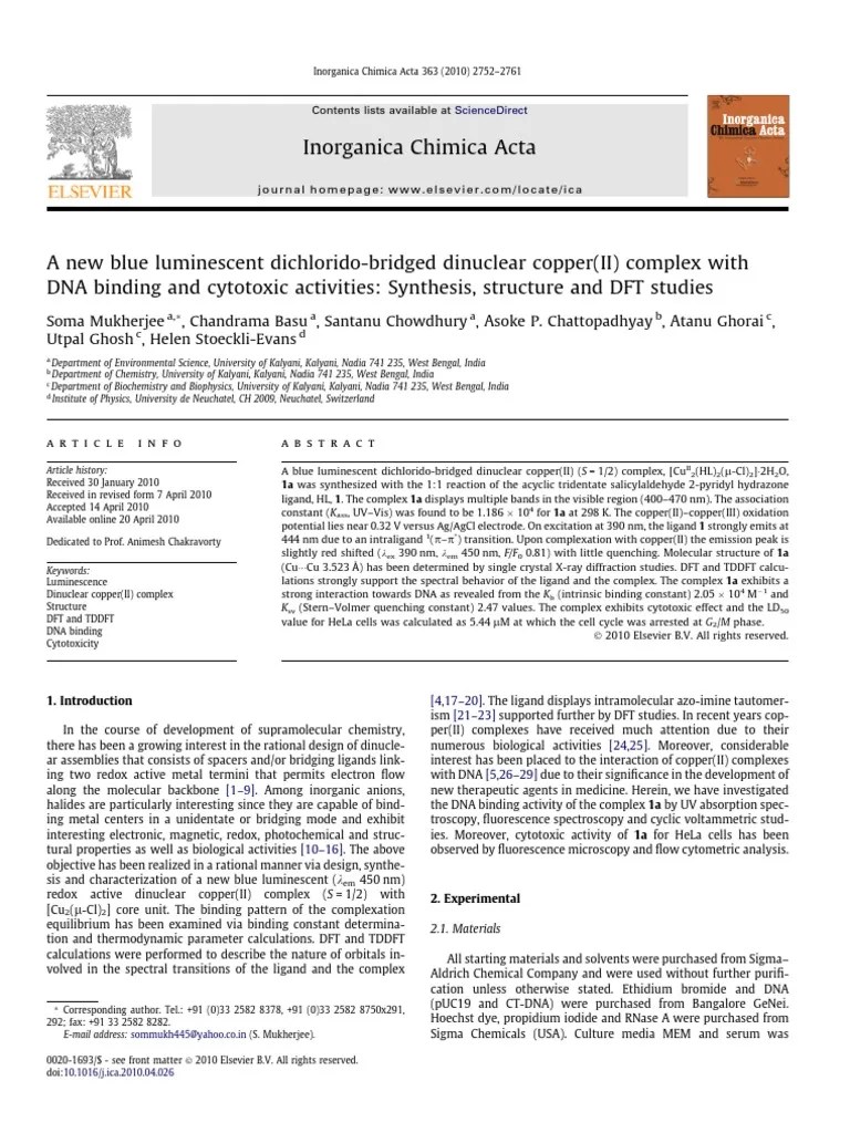 Chimica Acta Coordination Complex Chloride