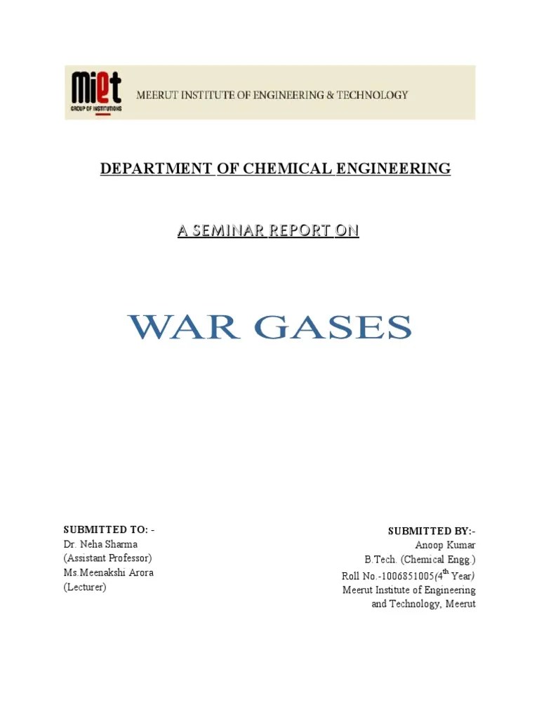 War Gas Report PDF Chemical Warfare Chlorine