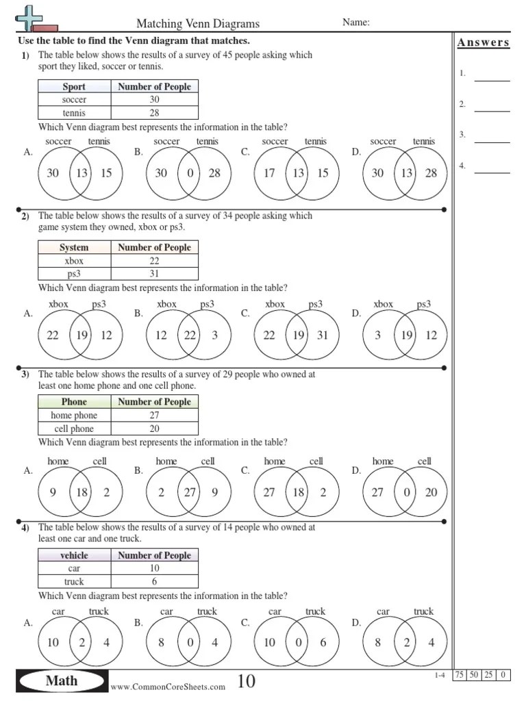 Matching Venn Diagrams-10 | PDF | Leisure