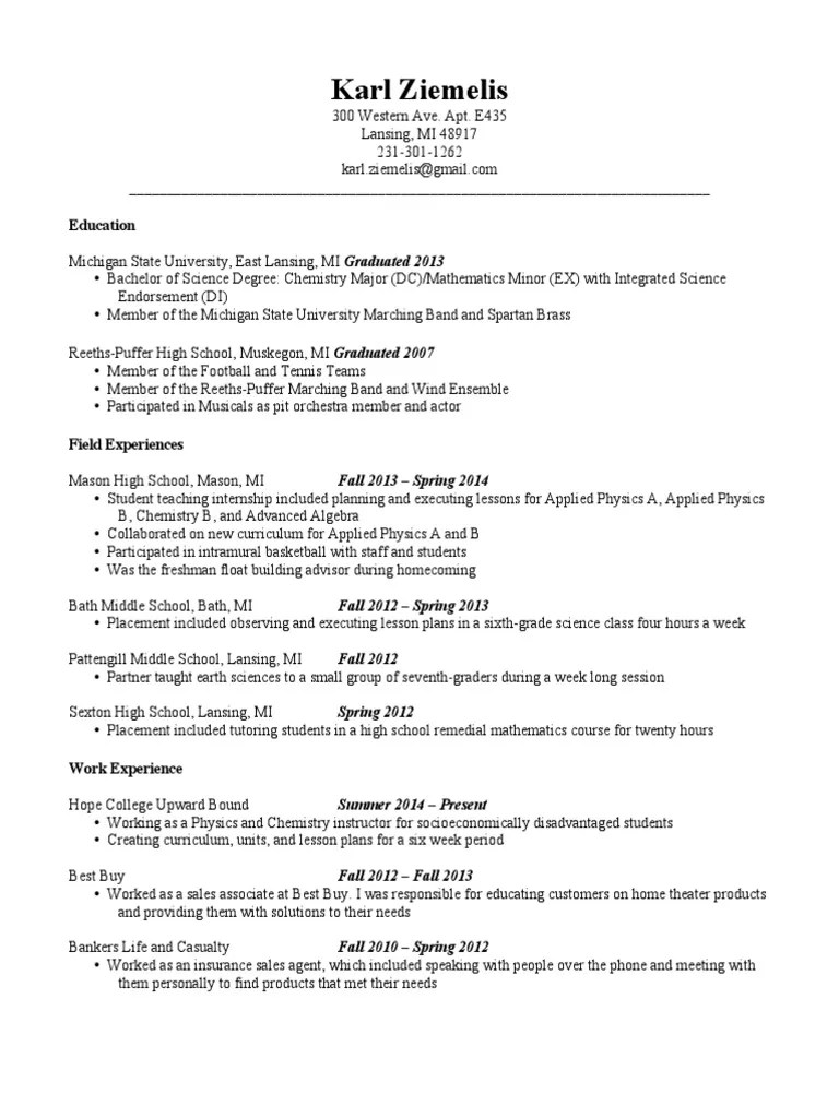 Resume Builder Msu