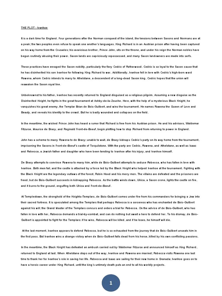 A Detailed Summary and Analysis of Walter Scott's Historical Romance Novel 'Ivanhoe' PDF