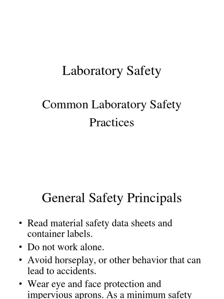 Laboratory Safety Practices PDF Laboratories Solvent