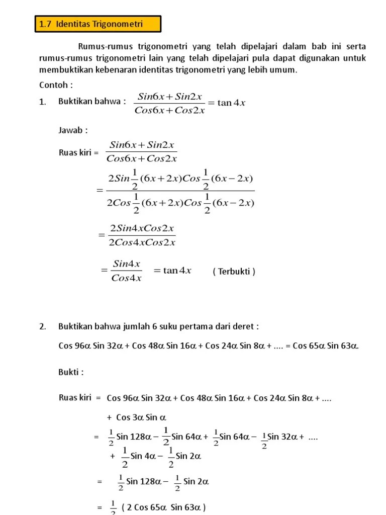 1.7 Identitas Trigonometri | PDF