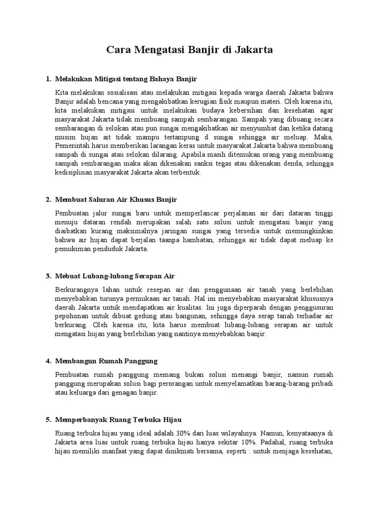 Cara Mengatasi Banjir Di Jakarta | PDF
