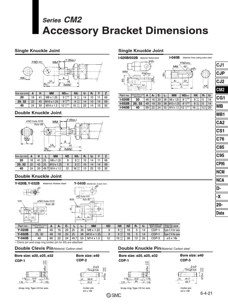 Accessory Bracket Dimensions Series