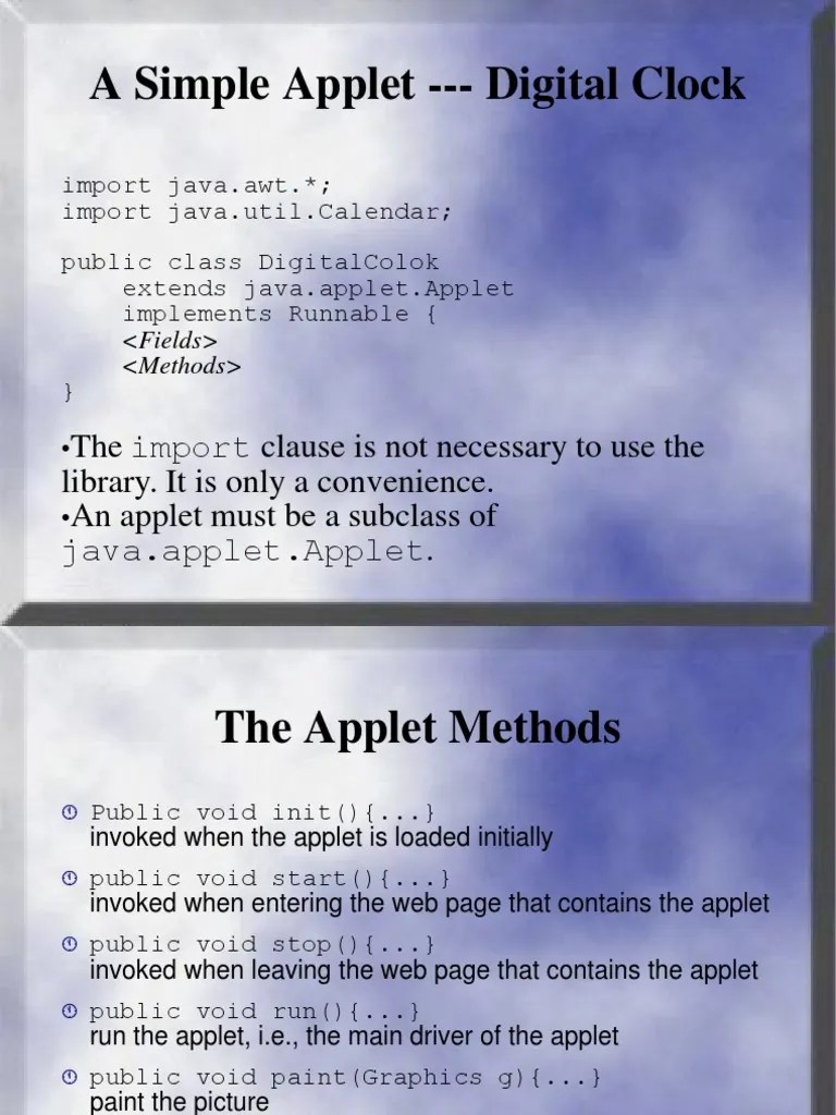 A Simple Applet Digital Clock PDF Typefaces Java (Programming