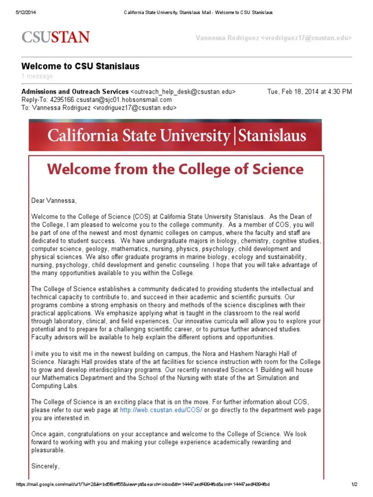 california state university stanislaus mail to csu stanislaus