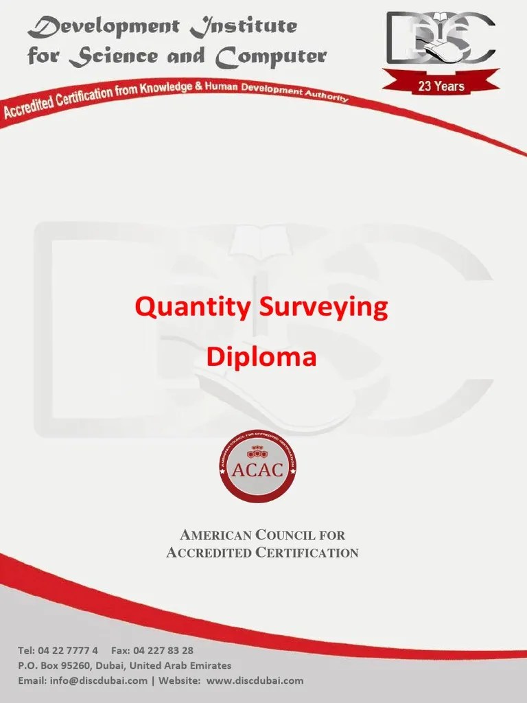 Quantity Surveying Course Outline Surveying Diploma