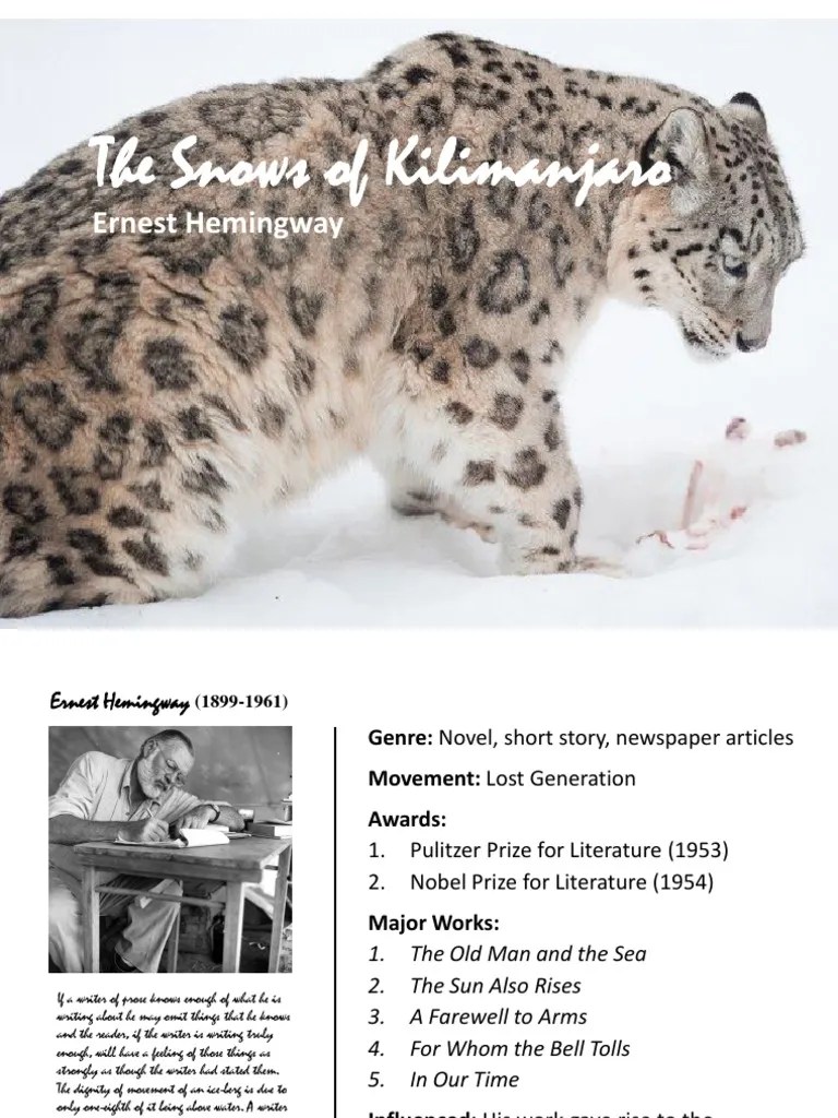 The Snows of Kilimanjaro Ernest Hemingway Unrest