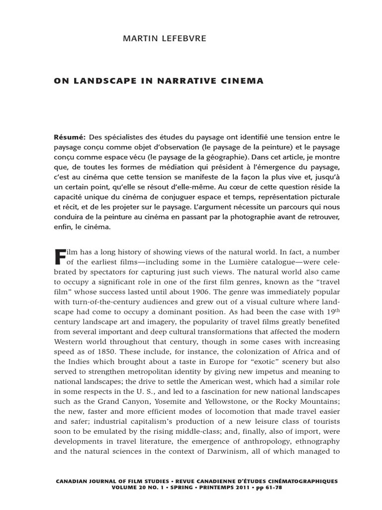 On Landscape in Narrative Cinemalibre Landscape Narrative