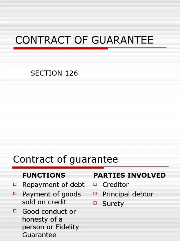 Contract of Guarantee Guarantee Business Law