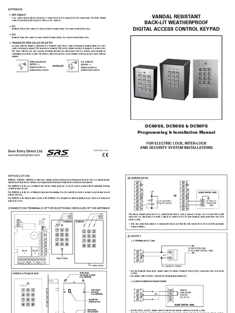 Access Control Intercom Keypad Vandal Resistant Wiring Diagram | PDF