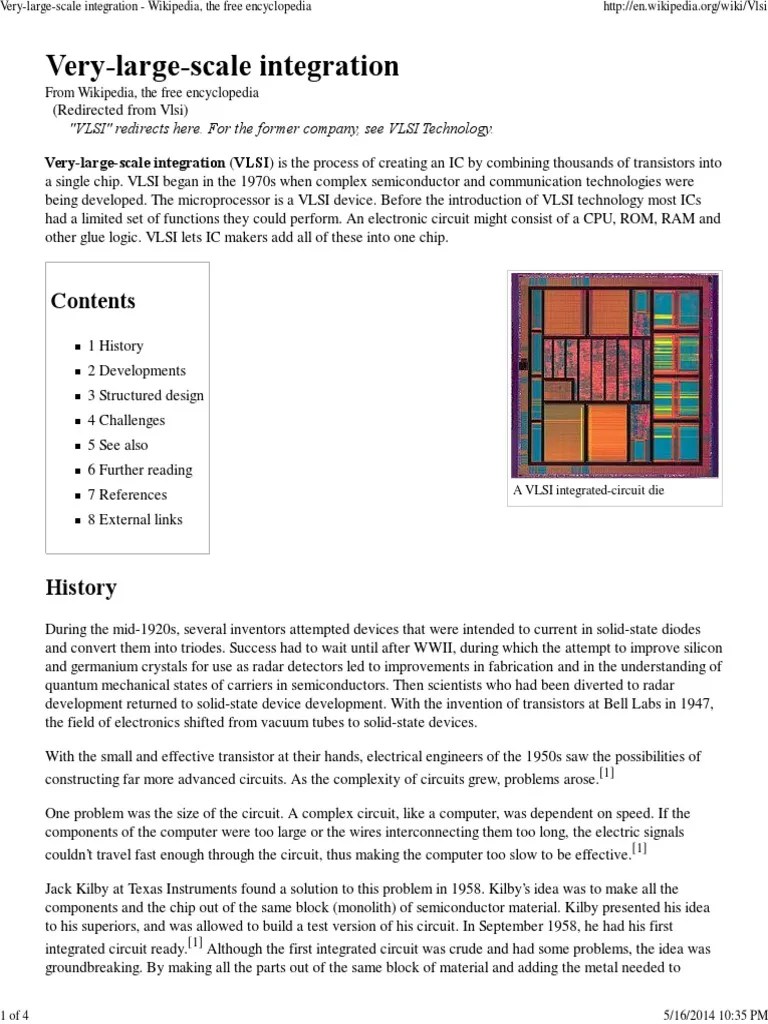 Verylargescale Integration Wikipedia, The Free Encyclopedia Very