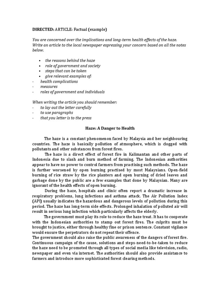 Article Writing Air Pollution