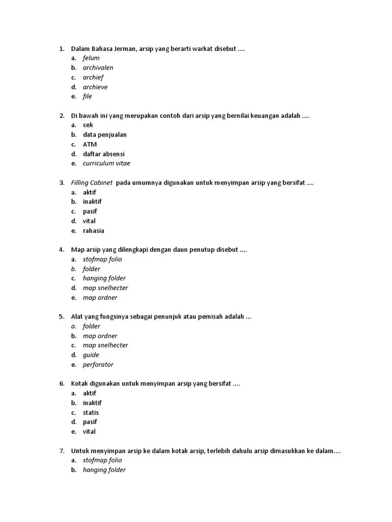 Soal Arsip Xi Ap | PDF