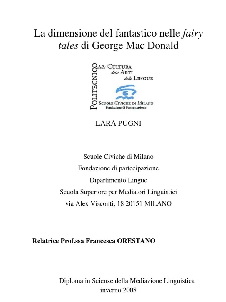 La mia tesi English Literature Fairy Tales