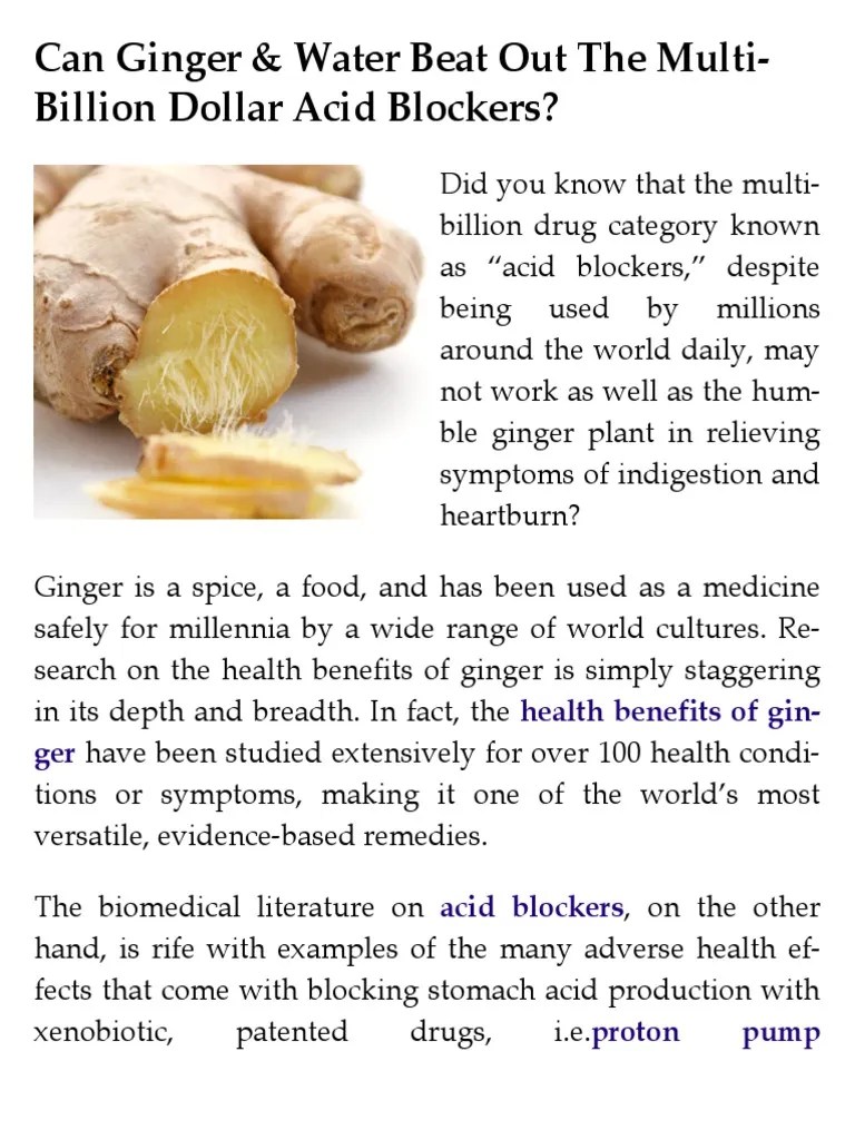Can Ginger & Water Beat Out The MultiBillion Dollar Acid Blockers