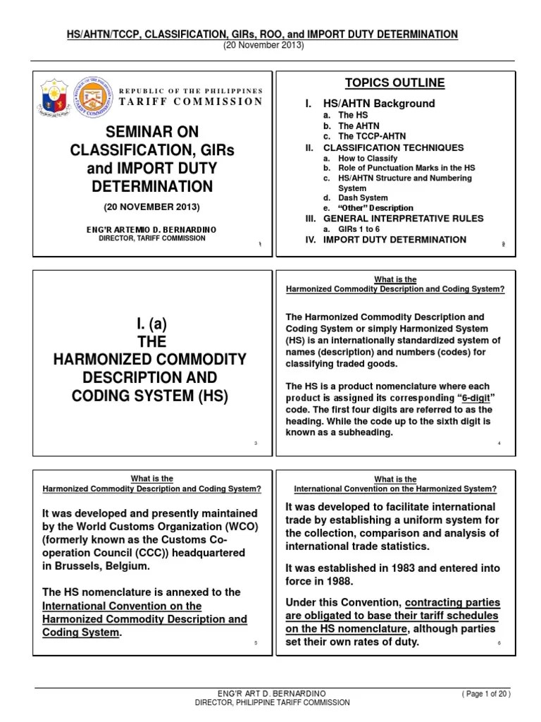 Harmonized System Code PDF Tariff Association Of Southeast Asian