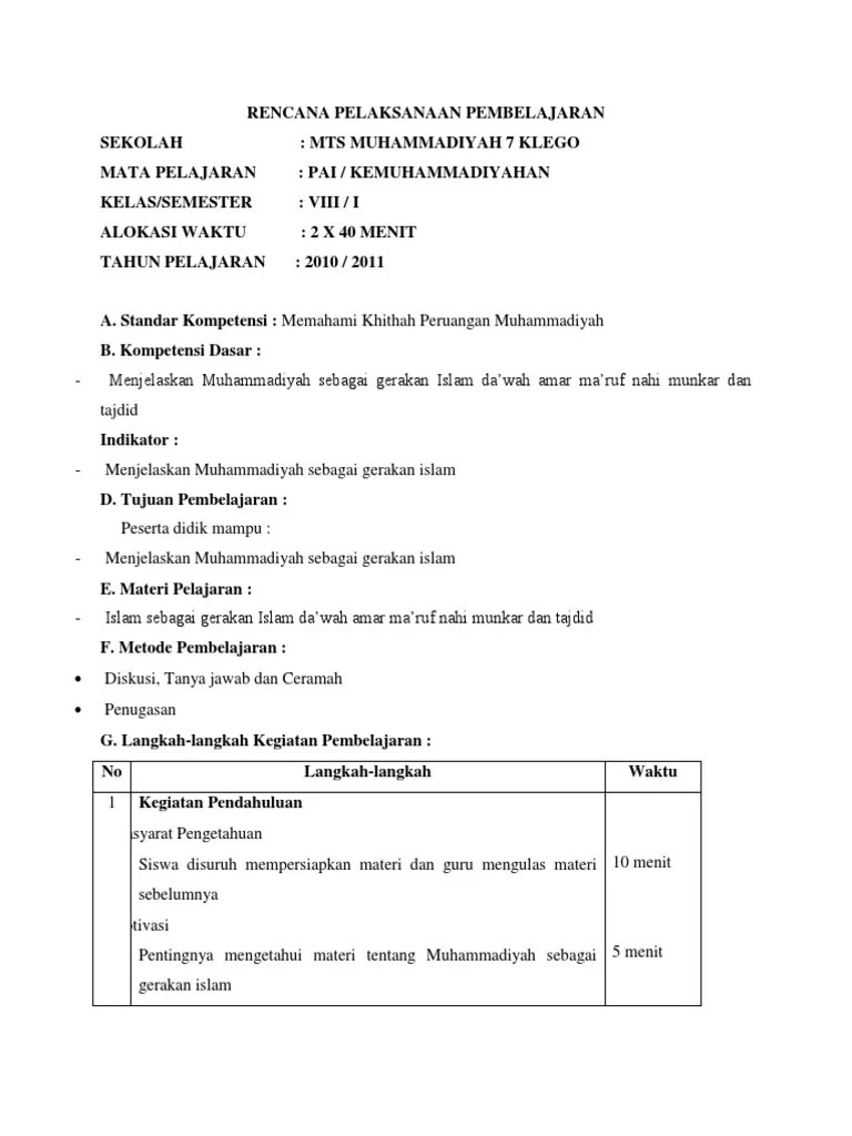 Silabus Dan Rpp Kemuhammadiyahan Smp