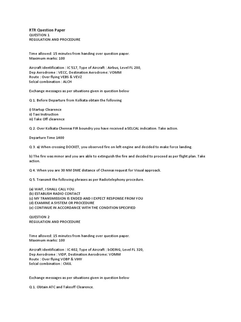 Rtr Aero Exam Schedule 2024 RTR Question Paper Air Traffic Control Runway
