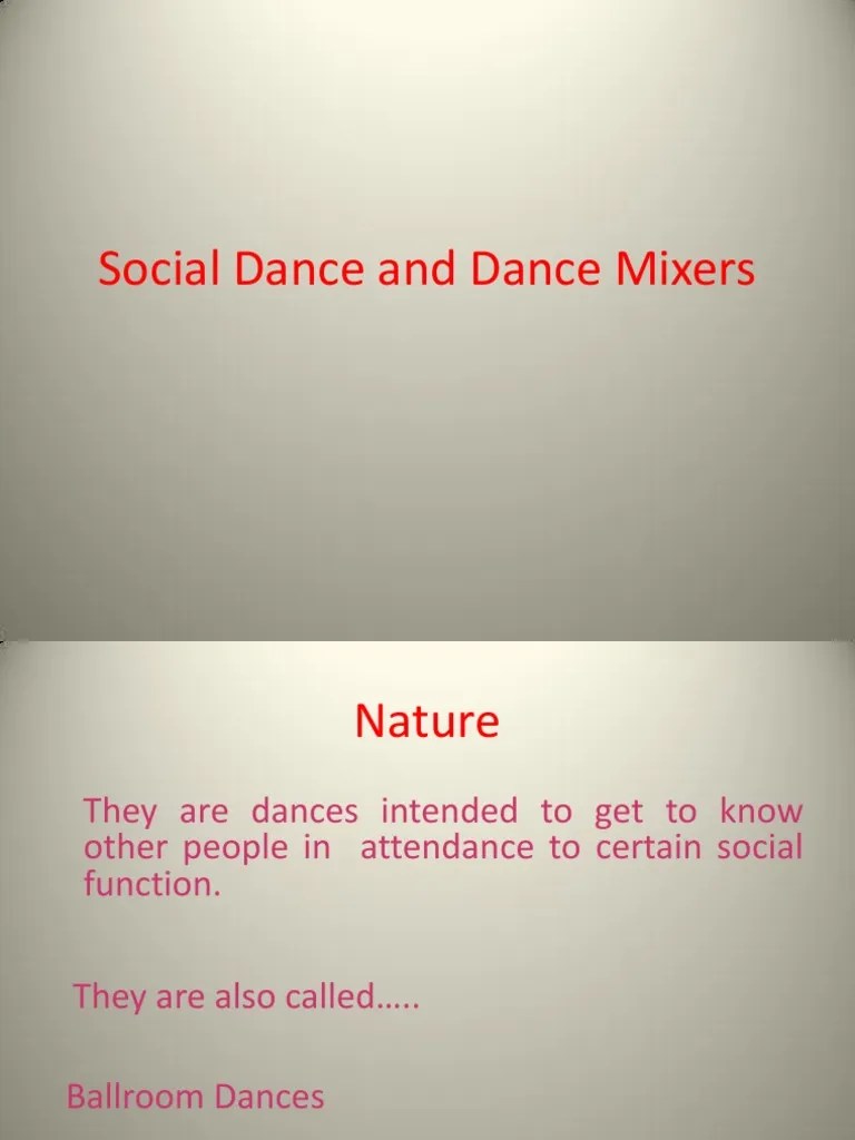 Social Dance and Dance Mixers Ballroom Dance Entertainment