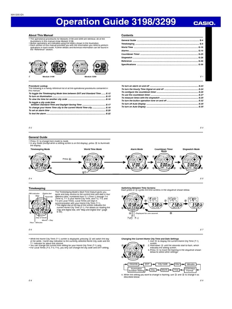 Manual Book Casio QW 3198 Daylight Saving Time Timer