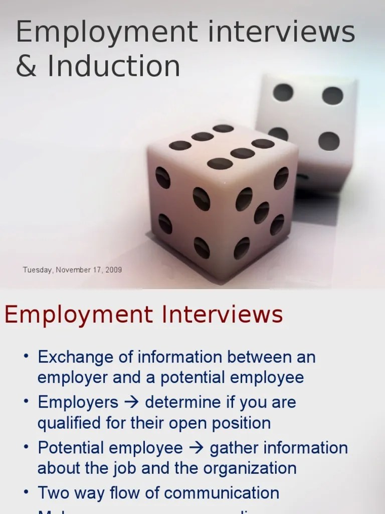 Interview and Induction PDF Interview Job Interview