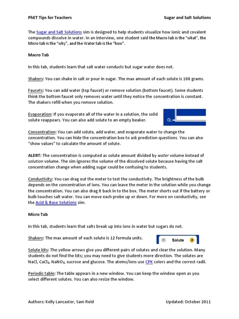 Phet Sugar And Salt Solutions Guide Pdf Sodium Chloride Solution