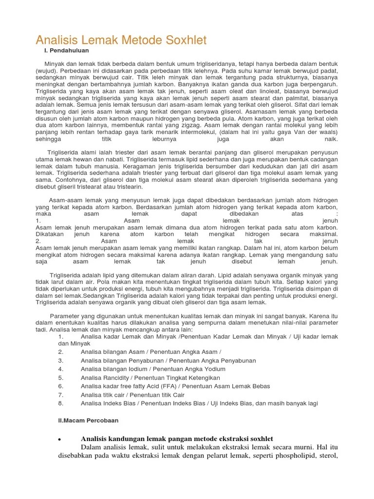 ANALISIS KADAR LEMAK METODE SOXHLET PDF