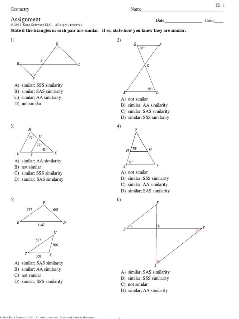 similarity+criteria+worksheet.pdf1 | Geometric Shapes | Geometry