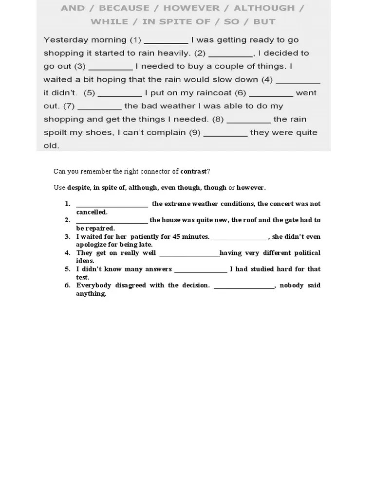 Can You Remember The Right Connector of Contrast? Use Despite, in Spite