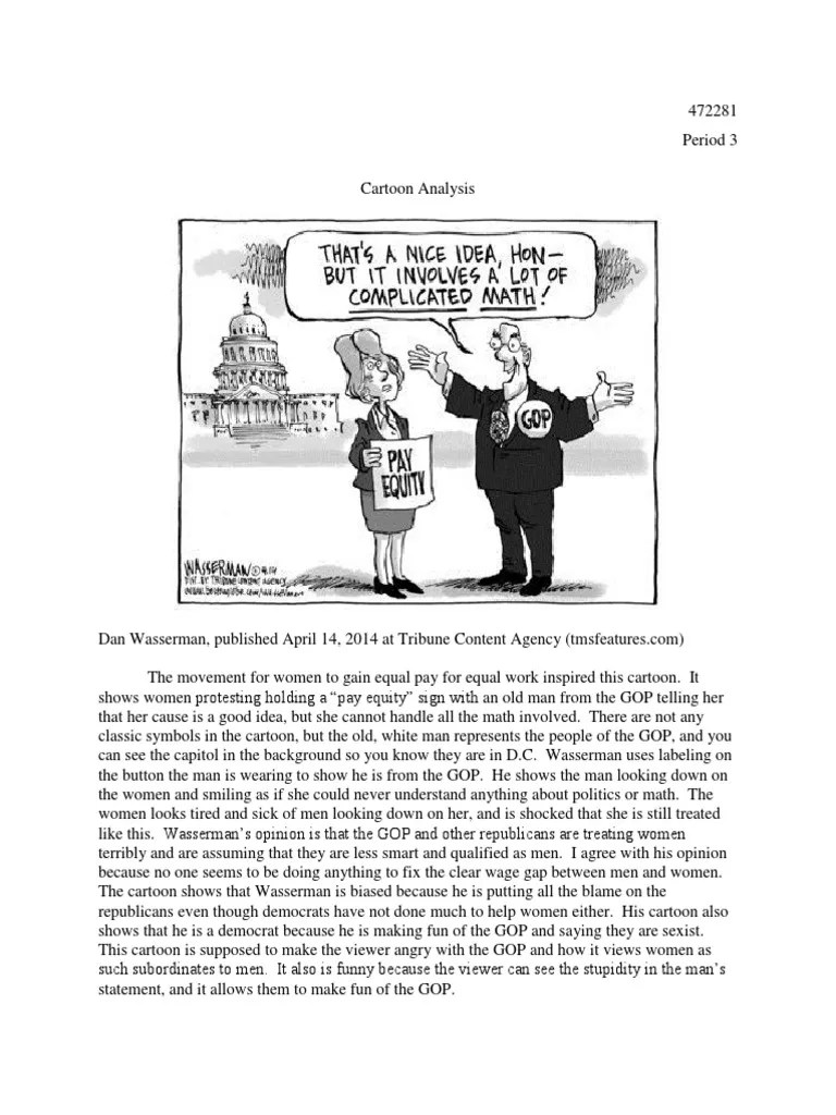 Cartoon Analysis Equal Pay For Equal Work Republican Party (United