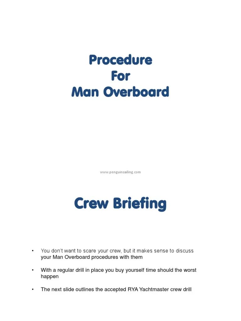 PSTRPS 010 Man Overboard Procedure PDF Ships Water Transport