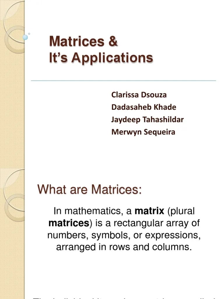Final PPTMatrices & Its Applications_presentation Matrix