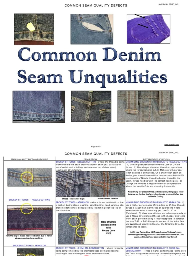 Common Seam Quality Defects Seam (Sewing) Sewing