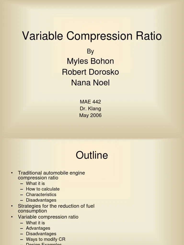 VCR Engine Analysis PDF Fuel Efficiency Engines