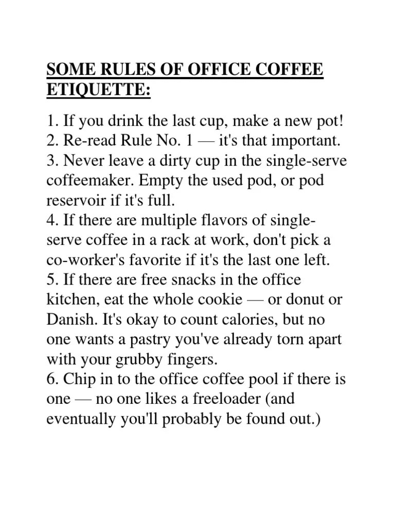 Some Rules of Office Coffee Etiquette PDF