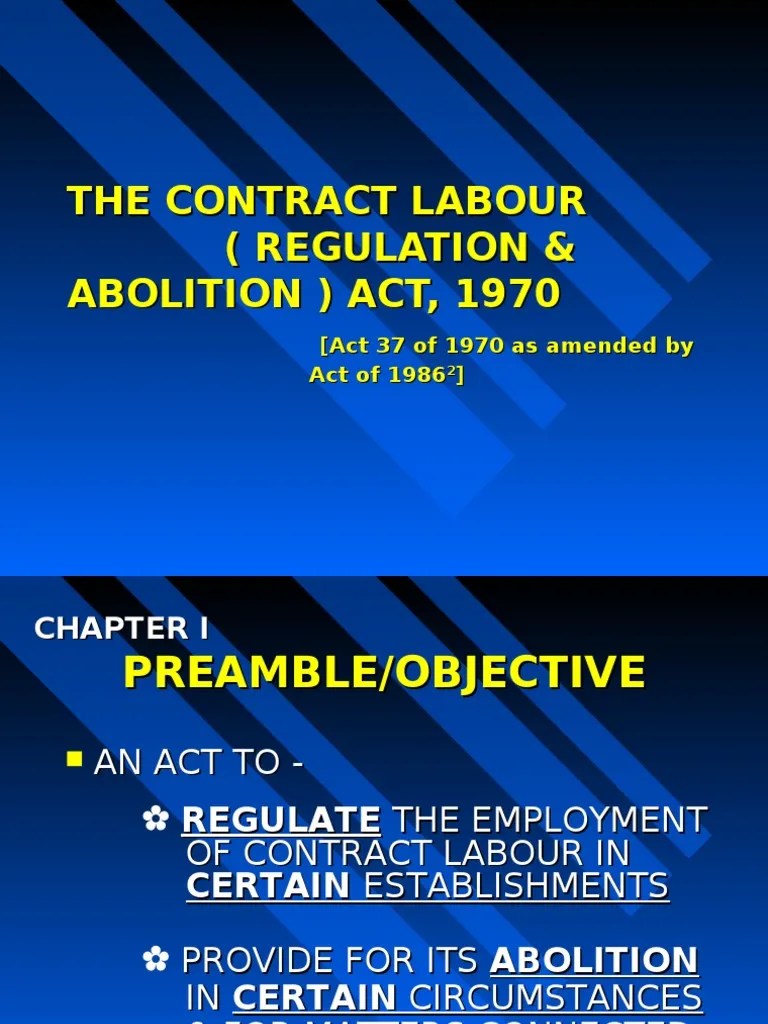 Contract Labour Act Employment Wage