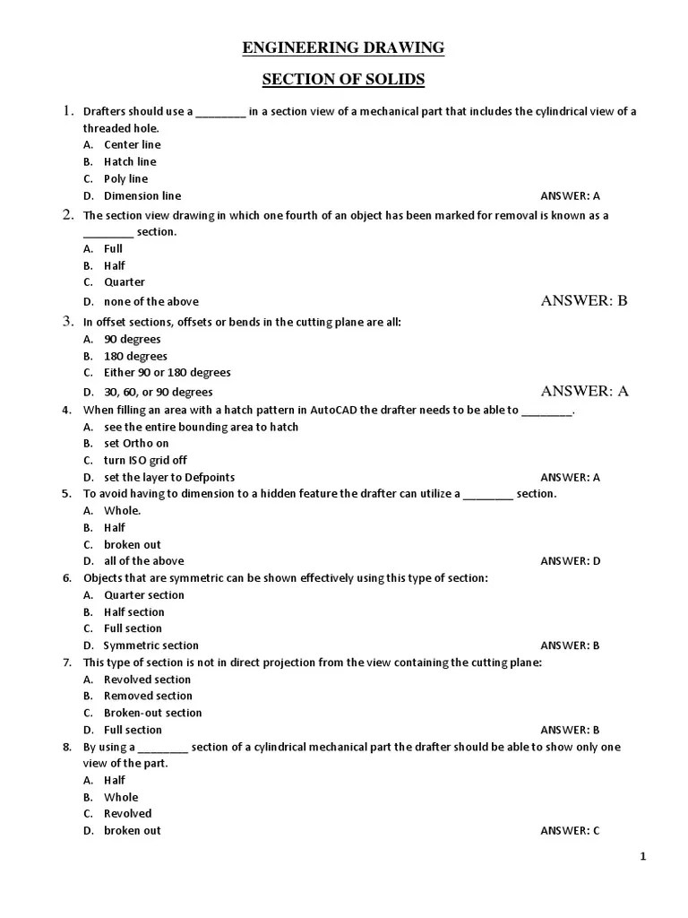 Engineering Drawing multiple choice question Perspective (Graphical