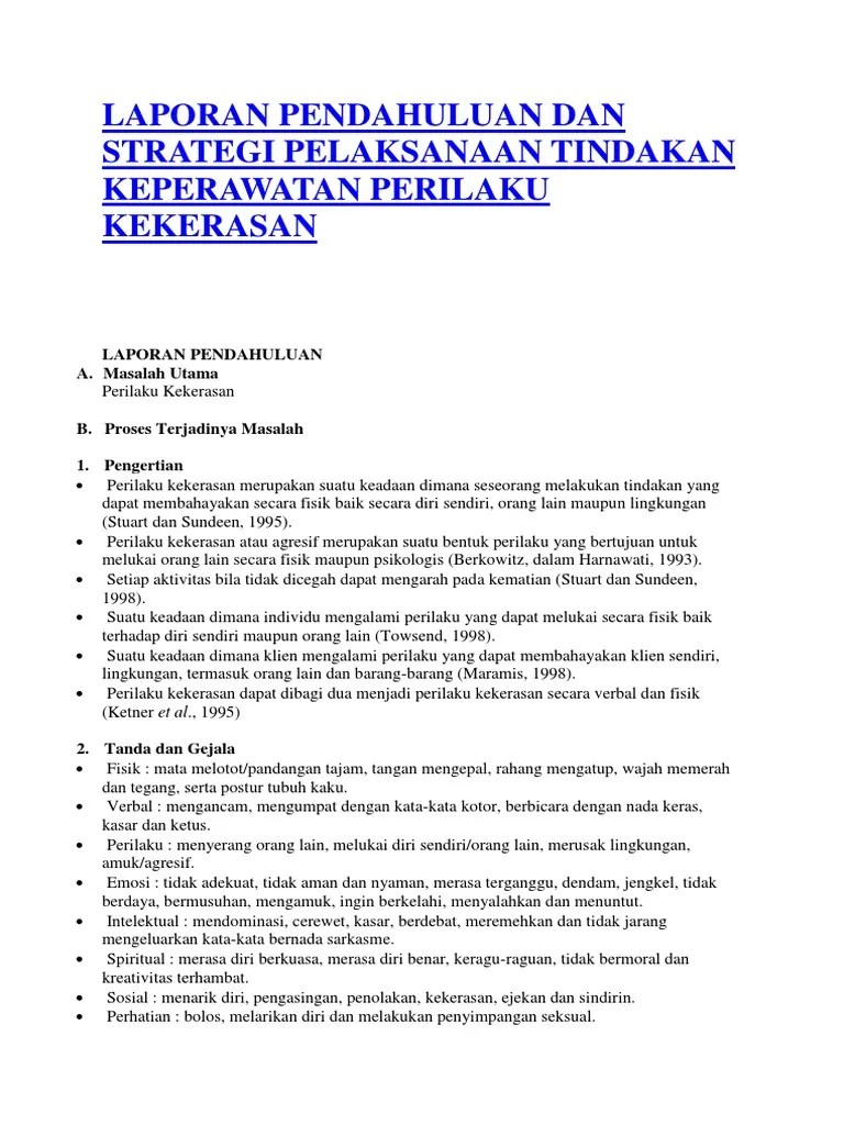 Laporan Pendahuluan Dan Strategi Pelaksanaan Tindakan Keperawatan