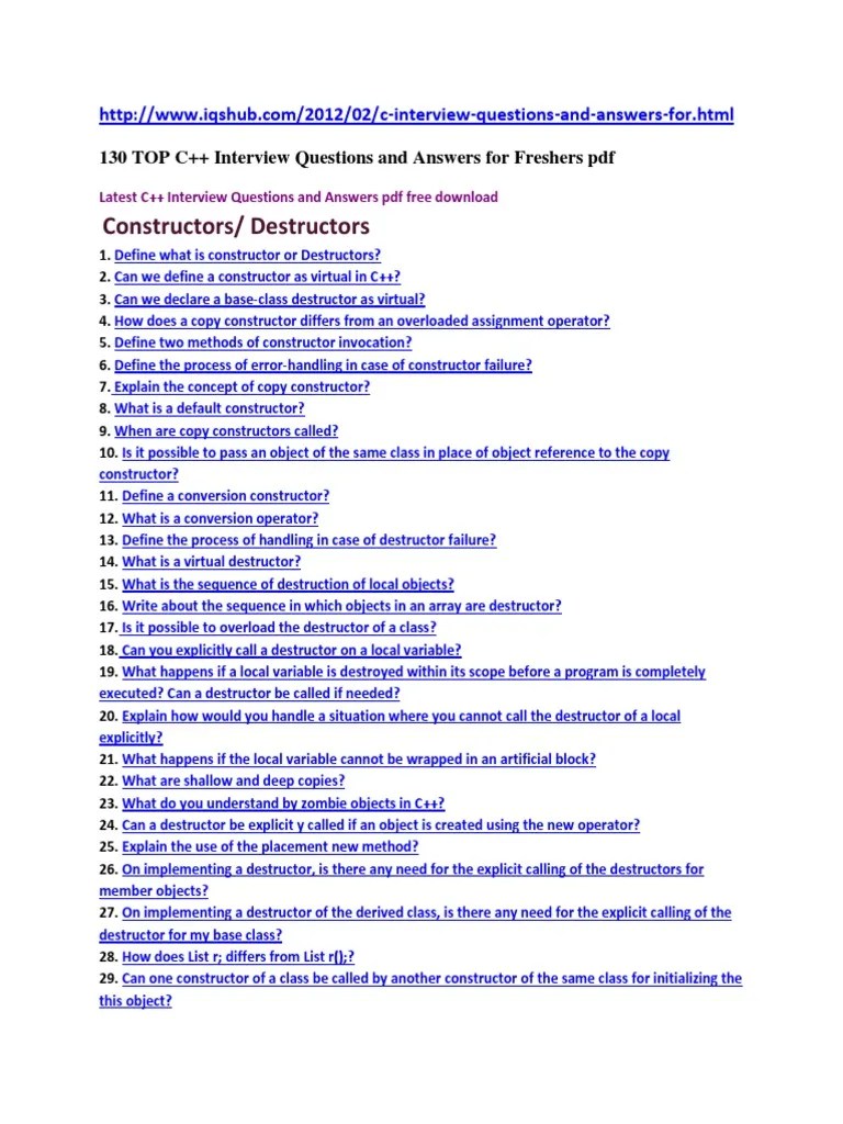 C++ Interview Questions and Answers for Freshers pdf Inheritance